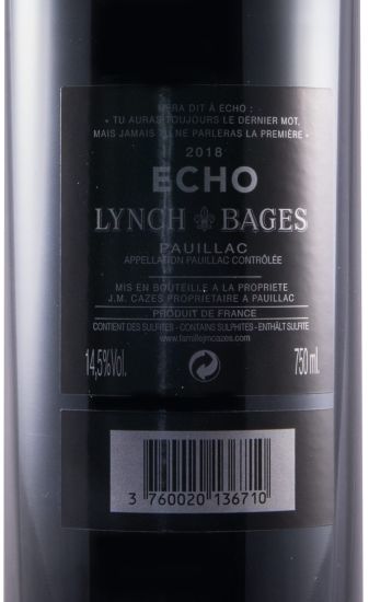 2018 Château Lynch-Bages Echo de Lynch-Bages Pauillac tinto