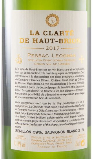 2017 Château Haut-Brion La Clarté de Haut-Brion Pessac-Léognan branco