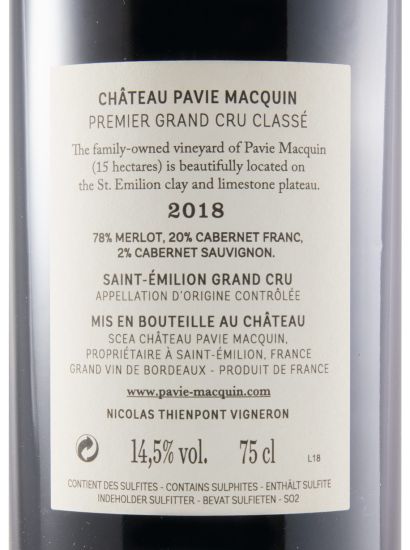 2018 Château Pavie-Macquin Saint-Emilion red