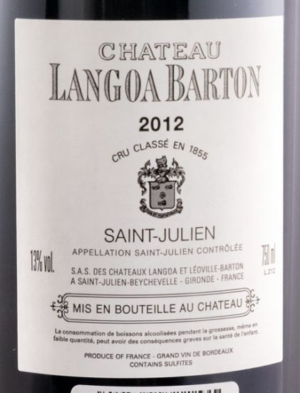 2012 Château Langoa Barton Saint-Julien tinto