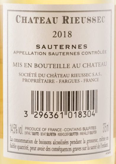 2018 Château Rieussec Sauternes white 37.5cl