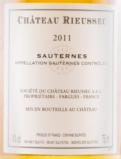 2011 Château Rieussec Sauternes branco