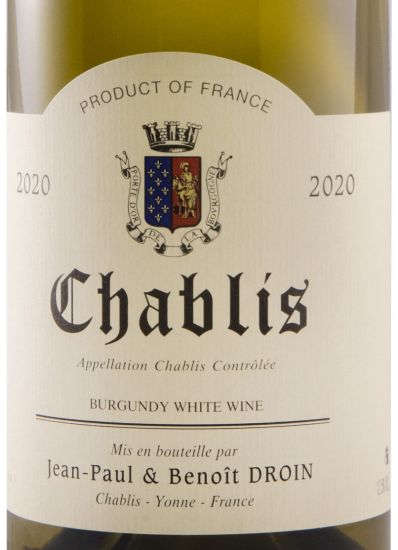 2020 Jean-Paul & Benoît Droin Chablis branco