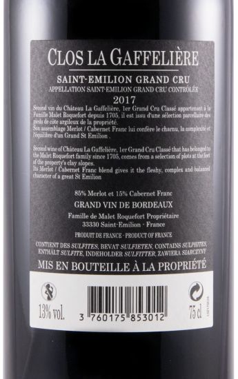 2017 Château La Gaffelière Clos La Gaffelière Saint-Émilion red