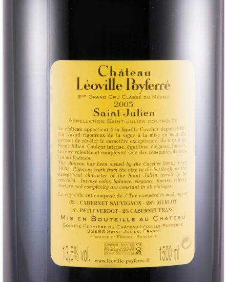 2005 Château Léoville Poyferré Saint-Julien tinto 1,5L