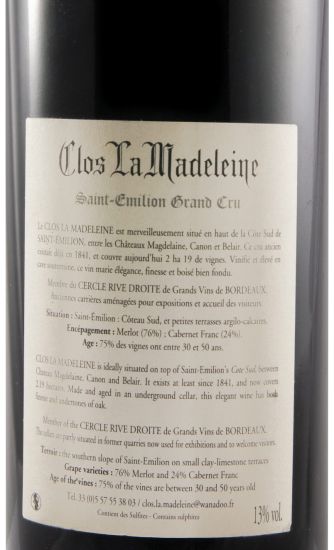 2004 Clos La Madeleine Saint-Émilion red