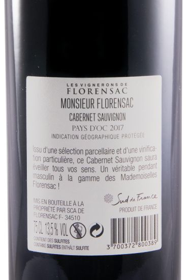 2017 Les Vignerons de Florensac Monsieur Florensac Pays d'Oc red