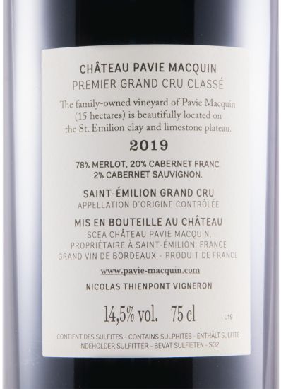 2019 Château Pavie Macquin Saint-Émilion tinto