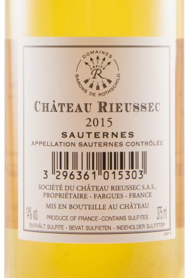 2015 Château Rieussec Sauternes branco 37.5cl