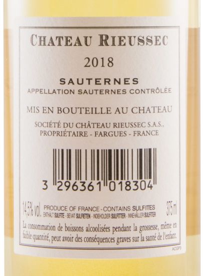 2018 Château Rieussec Sauternes branco 37,5cl