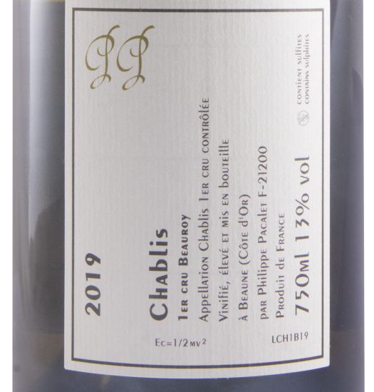 2019 Philippe Pacalet Chablis Beauroy white