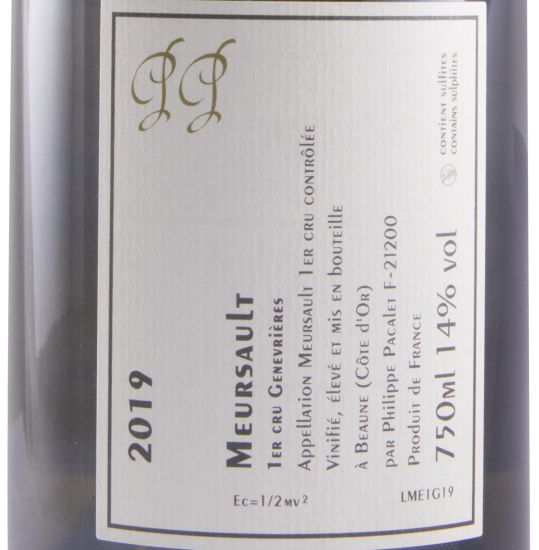 2019 Philippe Pacalet Genevrières Meursault Premier Cru branco