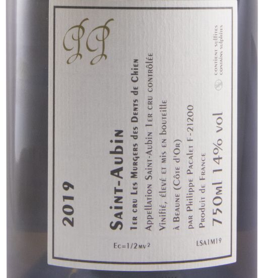 2019 Philippe Pacalet Les Murgers des Dents de Chien Saint-Aubin branco