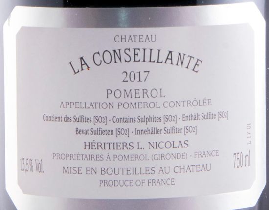 2017 Château La Conseillante Pomerol tinto