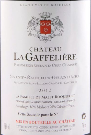 2012 Château La Gaffelière Saint-Émilion tinto