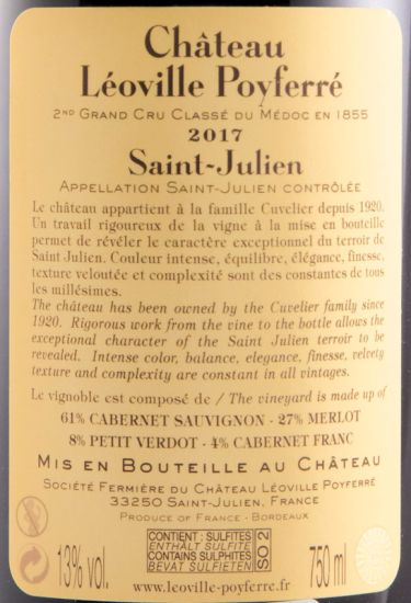 2017 Château Léoville Poyferré Saint-Julien tinto