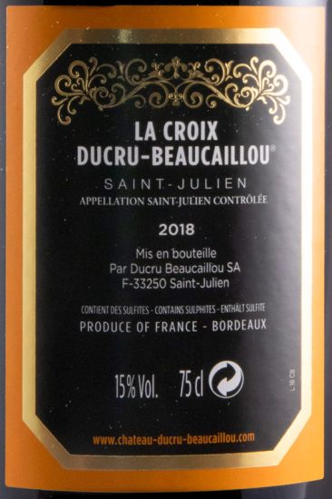 2018 Château Ducru-Beaucaillou La Croix de Beaucaillou Saint-Julien red