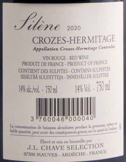 2020 Domaine Jean-Louis Chave Sélection Silène Crozes-Hermitage tinto