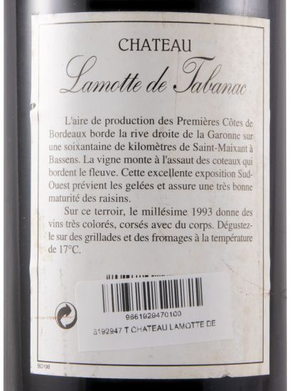 1993 Château Lamotte de Tabanac Côtes de Bordeaux red