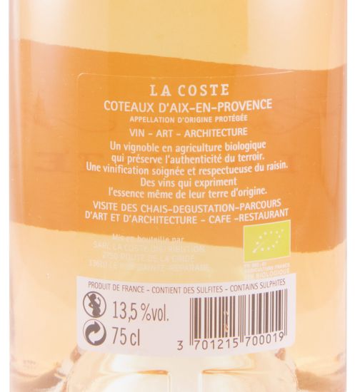 2020 Château La Coste Rosé d'Une Nuit Coteaux d'Aix-en-Provence biológico rosé