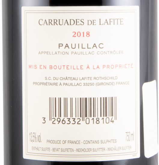 2018 Château Lafite Rothschild Carruades de Lafite Pauillac tinto