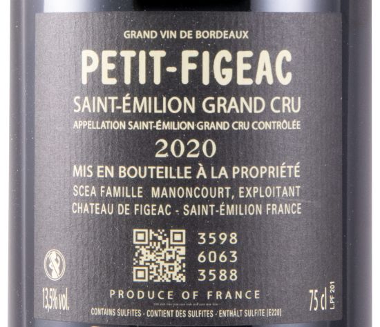 2020 Château Figeac Petit-Figeac Saint-Émilion tinto