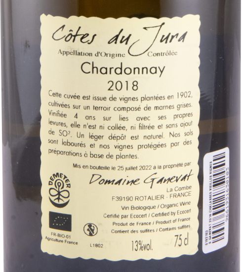 2018 Jean-François Ganevat Les Chalasses Vieilles Vignes Chardonnay Côtes du Jura biológico branco