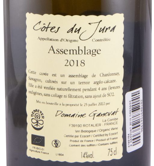 2018 Jean-François Ganevat Cuvée Oregane Assemblage Côtes du Jura biológico branco