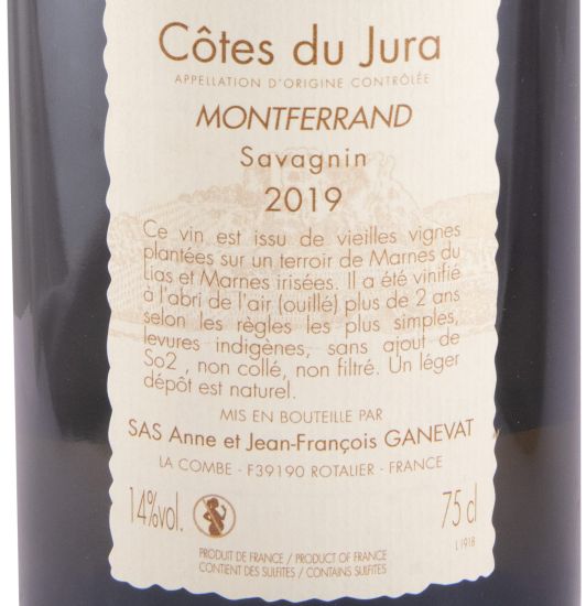 2019 Anne et Jean-François Ganevat Montferrand Savagnin Côtes du Jura branco