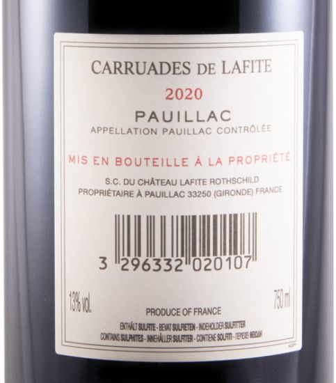 2020 Château Lafite Rothschild Carruades de Lafite Pauillac tinto