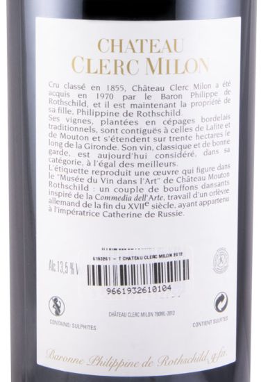 2012 Château Clerc Milon Pauillac tinto