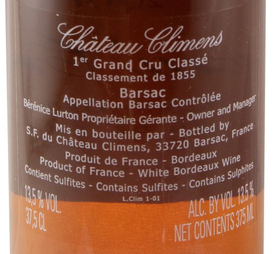 2007 Château Climens Barsac Sauternes branco 37,5cl