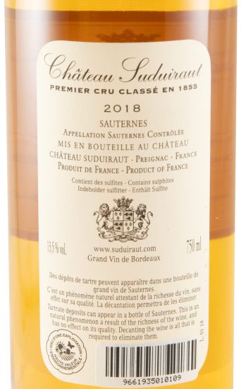 2018 Château Suduiraut Sauternes branco