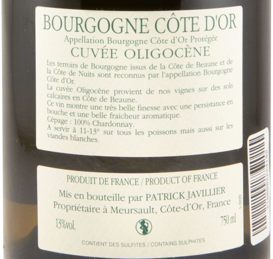 2023 Patrick Javillier Cuvée Oligocène Bourgogne Côte d'Or branco
