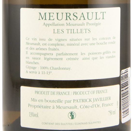 2023 Patrick Javillier Les Tillets Meursault branco