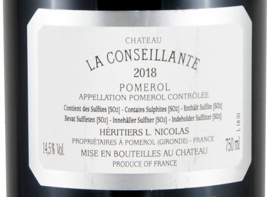 2018 Château La Conseillante Pomerol tinto