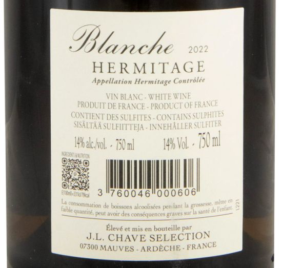 2022 Domaine Jean-Louis Chave Sélection Blanche Hermitage branco