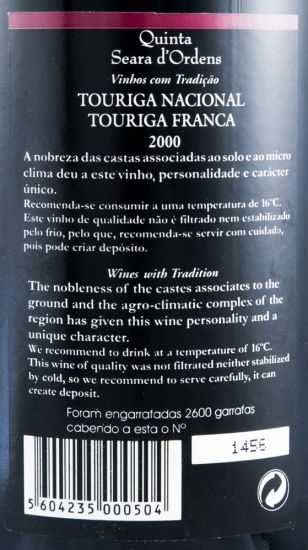 2000 Quinta Seara d'Ordens Touriga Franca + Touriga Nacional red