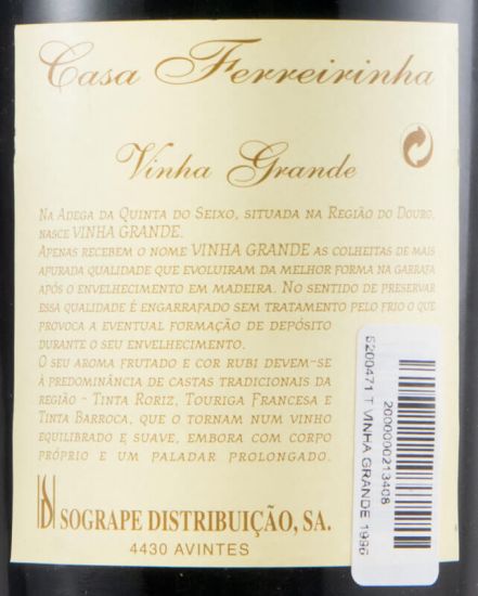 1996 Casa Ferreirinha Vinha Grande tinto
