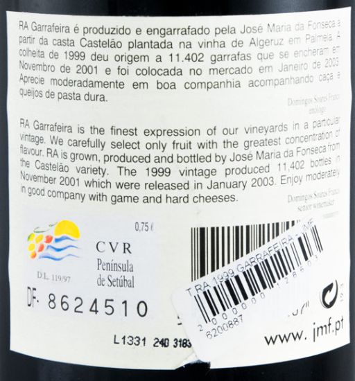 1999 José Maria da Fonseca RA Garrafeira tinto
