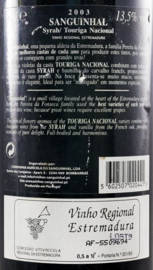 2003 Quinta do Sanguinhal Syrah e Touriga Nacional tinto