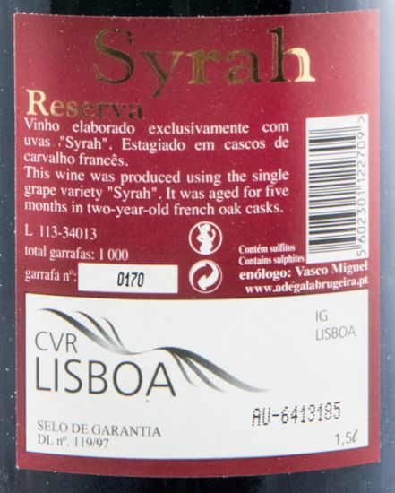 2010 Adega Cooperativa da Labrugeira Syrah Reserva red 1.5L