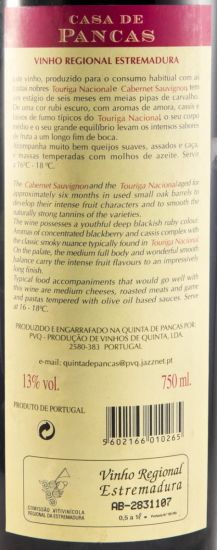 2000 Casa de Pancas Cabernet Sauvignon + Touriga Nacional tinto