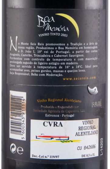 2003 Monte Seis Reis Boa Memória red