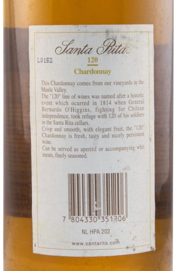 1999 Santa Rita Chardonnay Valle del Maule branco