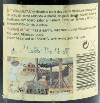 1992 José Maria da Fonseca Dão Terras Altas red