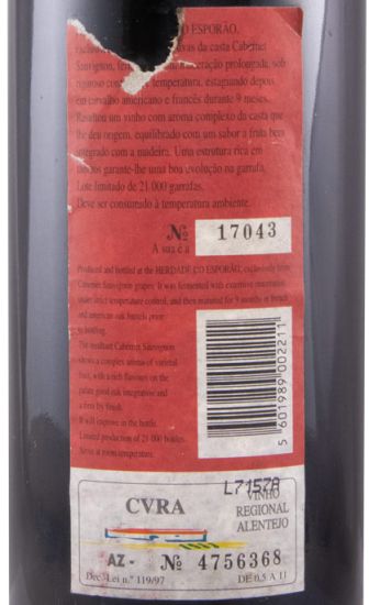 1996 Esporão Cabernet Sauvignon tinto