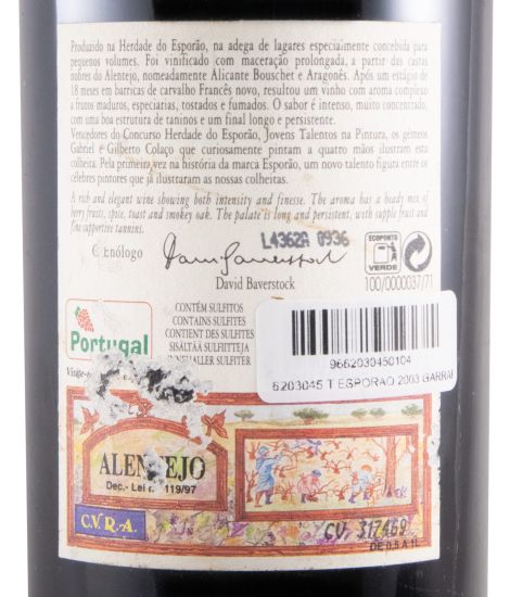 2003 Esporão Garrafeira Private Selection red