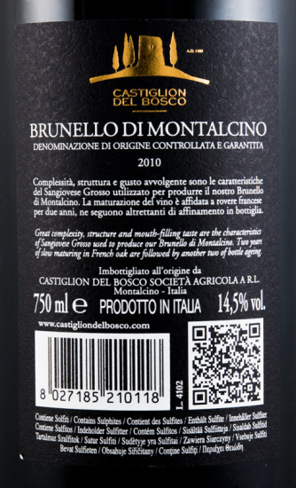 2010 Castiglion Del Bosco Brunello Di Montalcino tinto