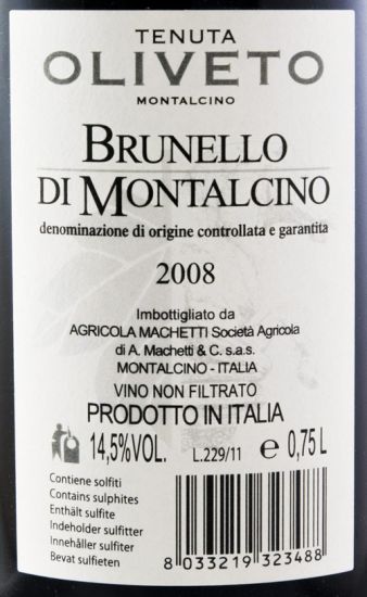 2008 Tenuta Oliveto Brunello di Montalcino red